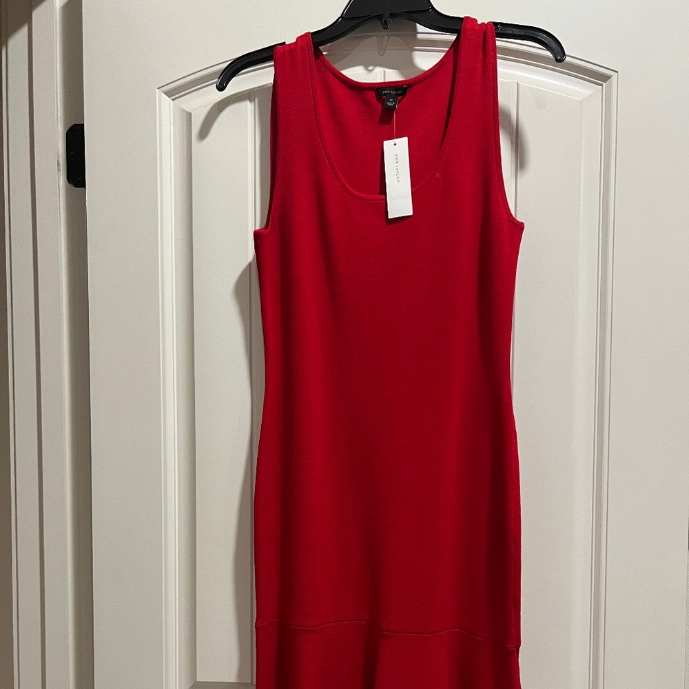 Ann Taylor red knit dress with hem cutout detail XS